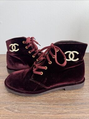 Chanel velvet boots